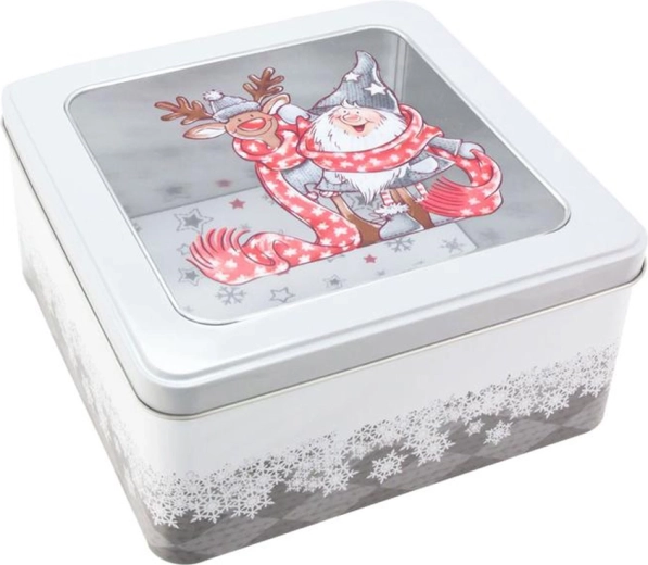 Limena kutija za božićne kolačiće Santa 18 × 18 × 8,6 cm