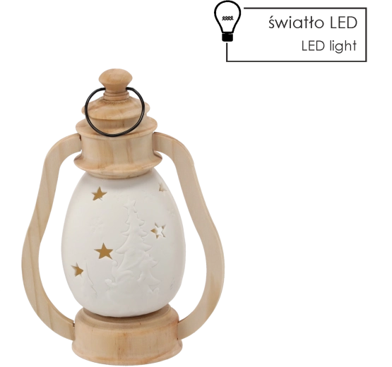 Božićni keramički lampion s LED osvjetljenjem 14,2 × 9 × 20 cm