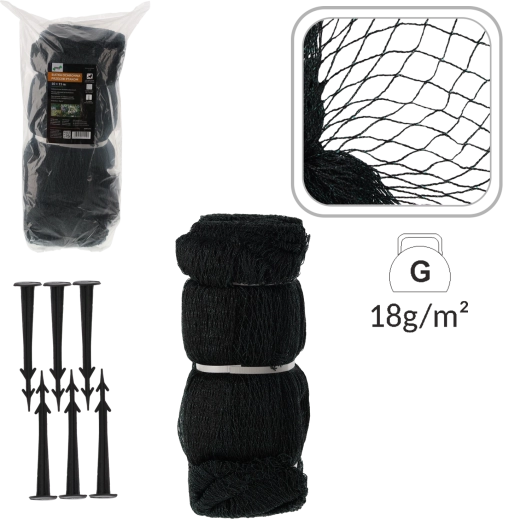 Zaštitna mreža protiv ptica 10 × 15 m s 20 plastičnih klinova