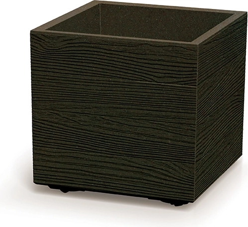 Plastična žardinjera Madera Square Eco Wood 38,5 × 38,5 × 37 cm, kavina
