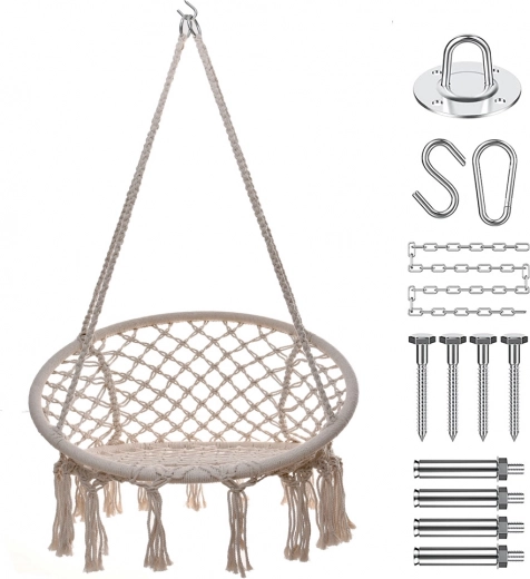 Ljuljačka roda gnijezdo za vrtni i sobni prostor Premium - bijela + montažni set