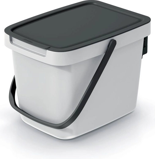 Kanta za otpad Systema Q Collect 6 l pepeljasta s crnim poklopcem