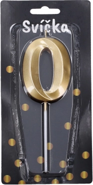 Party svijeća Zlatna brojka 0