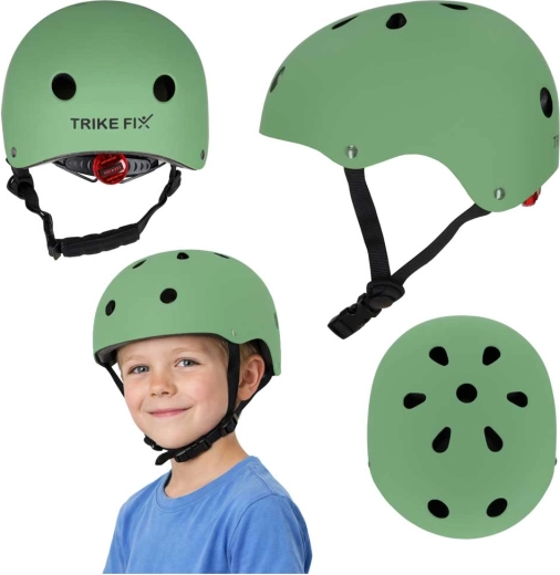 dječja biciklistička kaciga s LED TRIKE FIX, veličina S 48–54 cm, tamnozelena