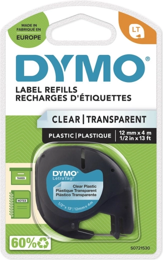 Traka DYMO LetraTag 12 mm x 4 m, prozirna plastika