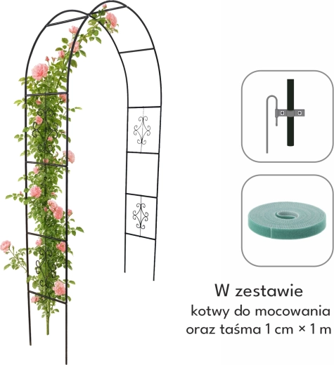 Vrtna pergola s ukrasima 140 × 38 × 240 cm s sidrima