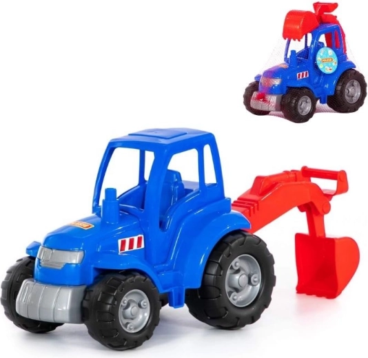 Plastični traktor s bager lopatom – plavi
