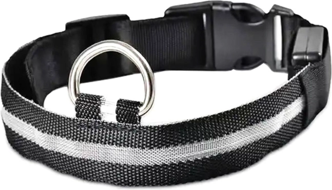 LED svjetleća ogrlica za pse i mačke 32-37 cm crna