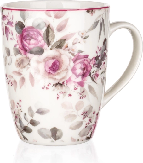 Keramička šalica ROSE 350 ml s cvjetnim motivom
