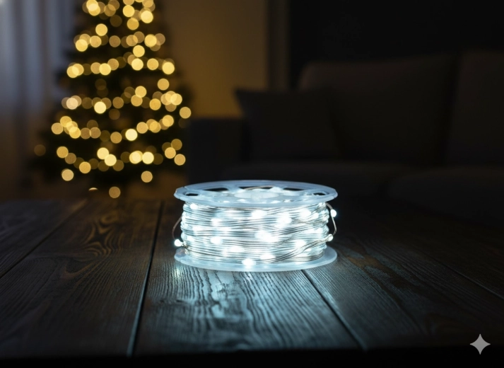 Svjetleće LED mikro lanci na kolutu, 1000 dioda, hladno bijela, duljina 3 + 100 m