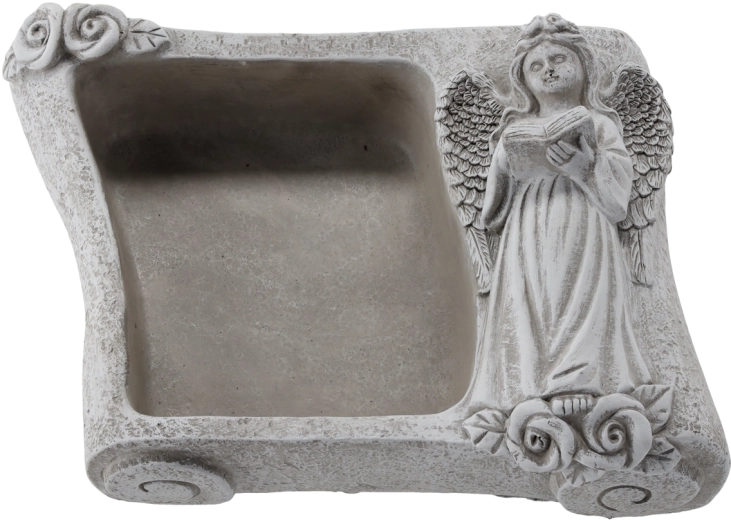 Cementna cvjetna zdjela s anđelom – siva knjiga 25 × 18,5 × 9,5 cm