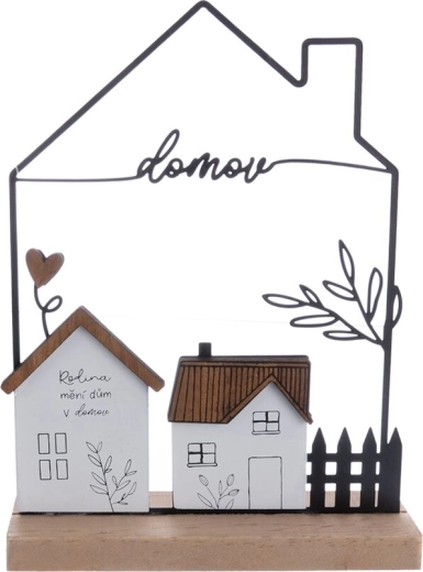 Dekoracija kućica „Domov” od drva i metala 17 × 5 × 22 cm