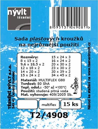 Set plastičnih brtvenih prstenova MULTIFLEX G80, 15 kom