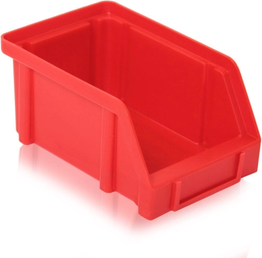 Spremnik s kosim prednjim rubom od plastike, crveni, 150 × 100 × 70 mm, nosivost 5 kg