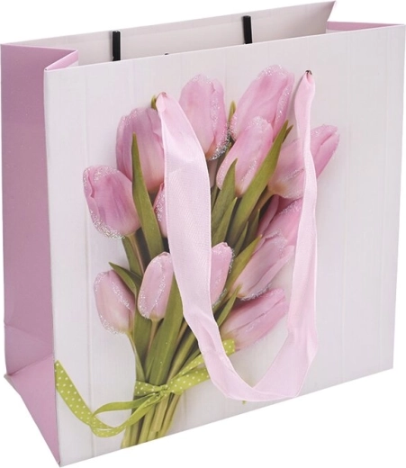 Poklon papirnata vrećica s motivom tulipana 15 × 6 × 15 cm