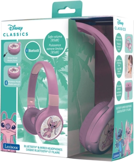 Dječje sklopive Bluetooth slušalice s ograničenjem glasnoće STITCH ANGEL 2-u-1