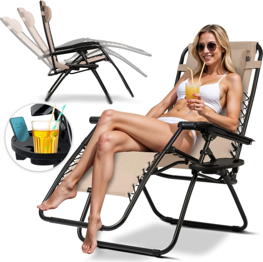 Sklopiva vrtna ležaljka s jastukom Sofotel ChillWell bež