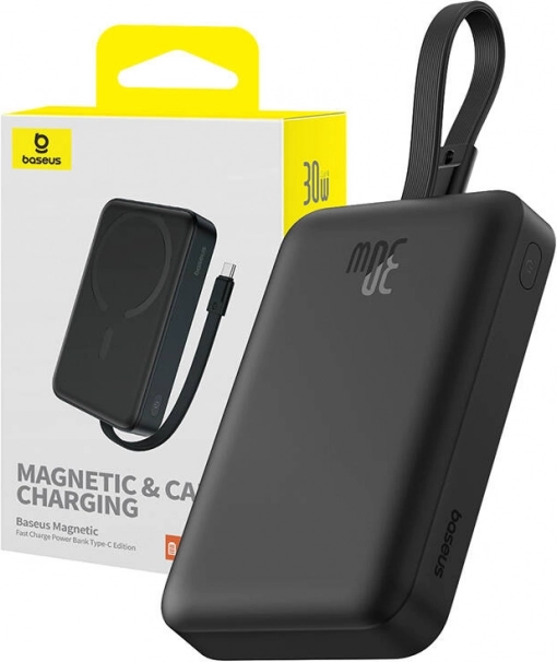 Power banka BASEUS Magnetic Mini 10000 mAh s USB‑C 30 W i MagSafe, crna