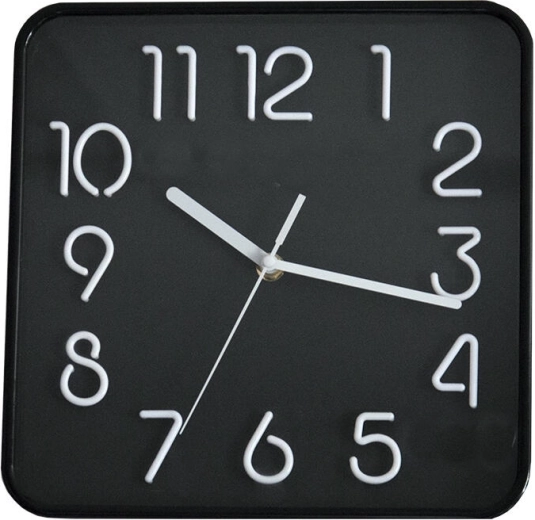 Zidni sat 25,3 × 25,3 cm s 3D brojčanikom – crni