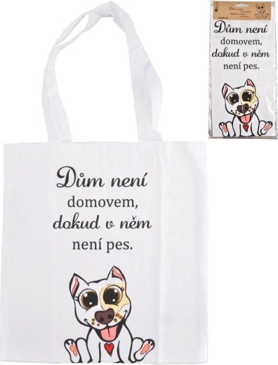 Pamučna torba DOG HOME bijela 36 × 40 cm
