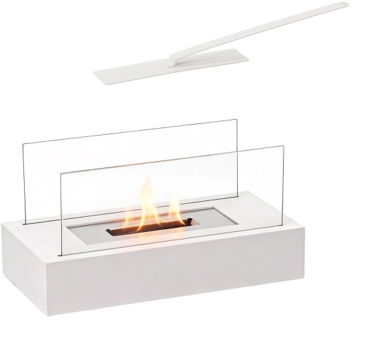 Stolni bioetanolski kamin 35 × 18 × 15 cm bijeli