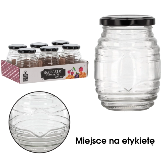 Staklenka s poklopcem 380 ml pruge