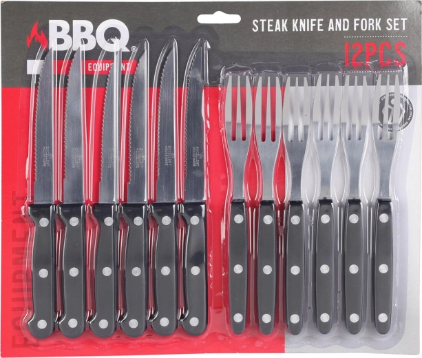 BBQ pribor za steak od nehrđajućeg čelika, set od 12 dijelova