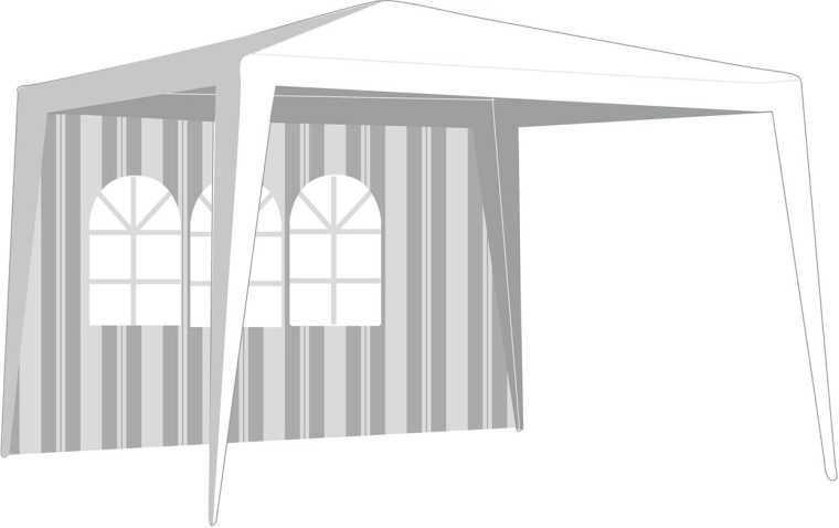 Bočna stijenka za paviljon 295 × 190 cm s prozorima – bijelo‑zelene pruge