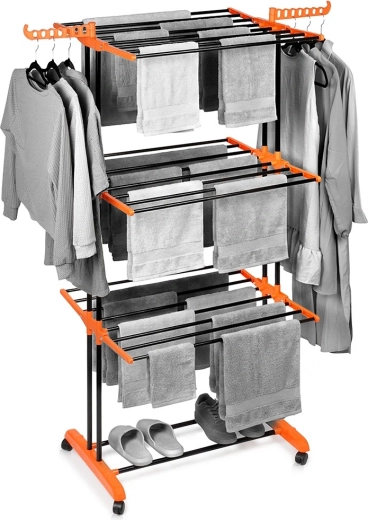 Metalni vertikalni sušač rublja na kotačima XXL 73 × 170 cm