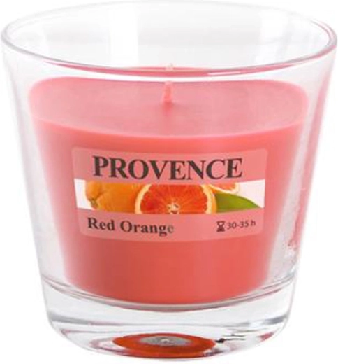 Mirisna svijeća u staklu Provence crvena naranča 35 sati