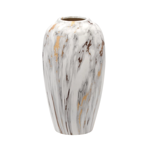Keramička vaza 11,5 × 11,5 × 25 cm, bijelo‑zlatna
