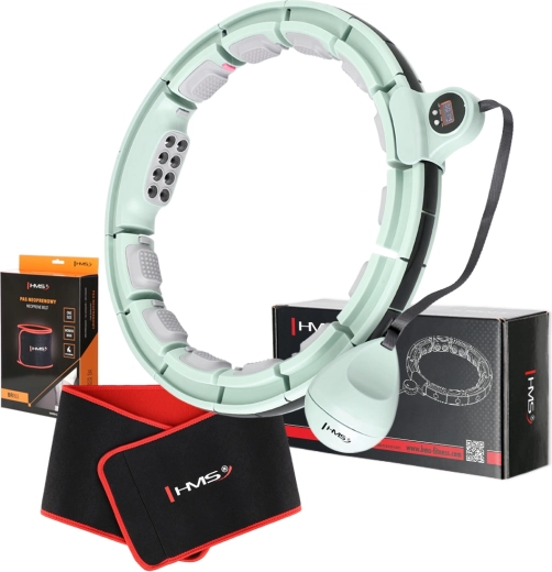 Set masažnog hula hoopa HMS s brojačem i magnetima + steznik BR163, zelena