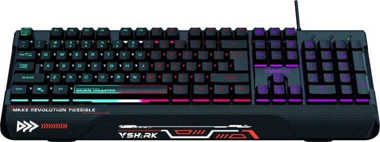 igraća tipkovnica pune veličine s RGB pozadinskim osvjetljenjem i osloncem za zapešće REBELTEC SHARK, vodootporna