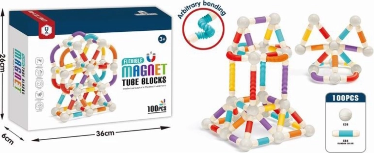 Magnetička građevna set – pokretne cjevčice, 100 dijelova