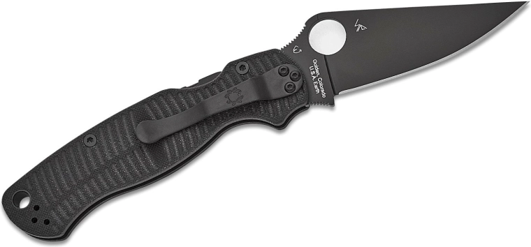 Preklopni nož Spyderco Para Military 2 Salt, crni G-10, CPM MagnaCut, crna oštrica