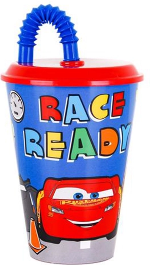 Plastična čaša sa slamkom CARS 430 ml