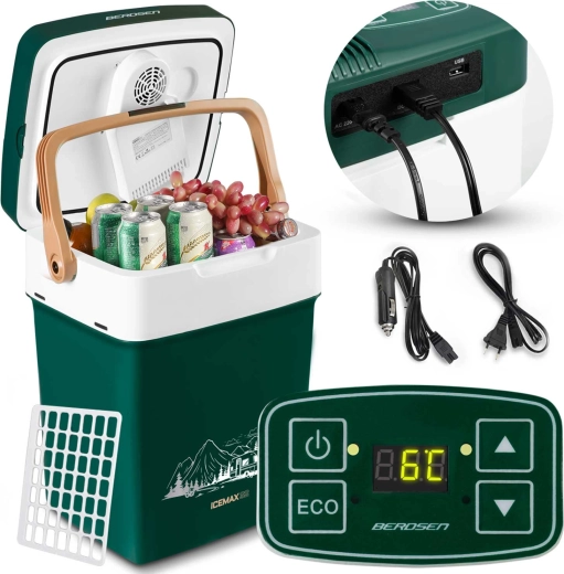 Prijenosni termoelektrični auto hladnjak BERDSEN ICEMAX 29 l s ECO načinom rada – zelena