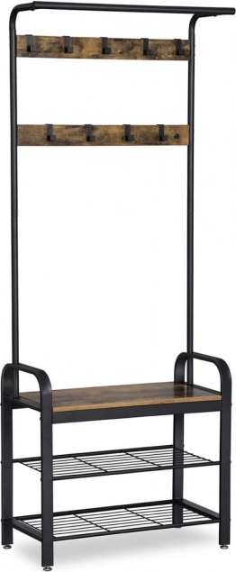 Stajaći vješalica s klupom i policama za cipele loft