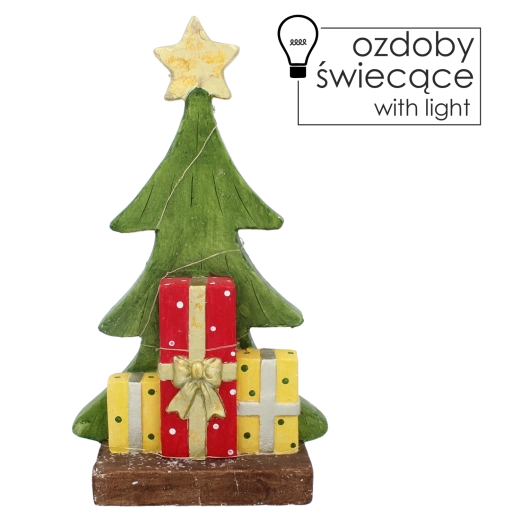 Božićna figurica – bor s poklonima s LED osvjetljenjem 45,5 cm