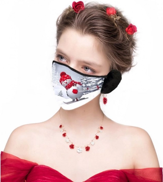 Božićna maska s štitnicima za uši Snjegović