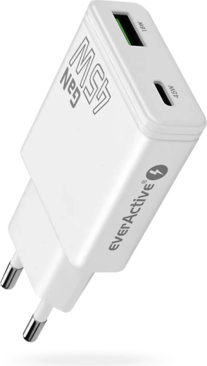Punjač everActive GaN super slim 45 W s USB‑C PD i USB‑A QC 3.0