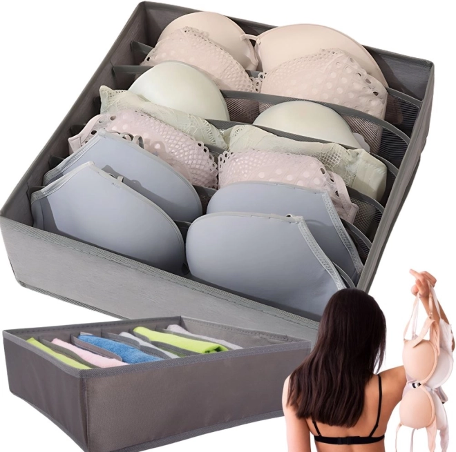 Organizator za grudnjake s 6 pretinaca sivi