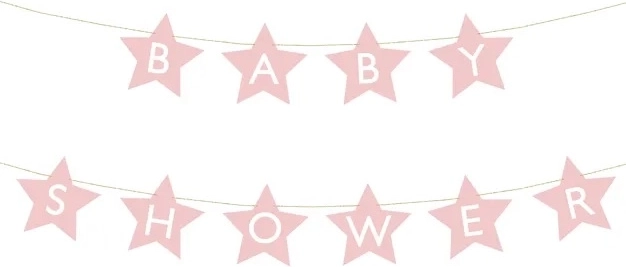 Transparent za baby shower s zvjezdicama – Svijetloružičasta