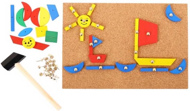bigjigs toys kreativni komplet za čekićanje s plutenom pločom