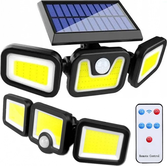 Solarna vanjska LED lampa s senzorom pokreta i sumraka, 3 podesiva panela