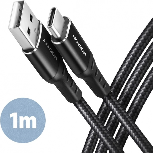 USB kabel Axagon USB-C na USB-A, 1m, crni