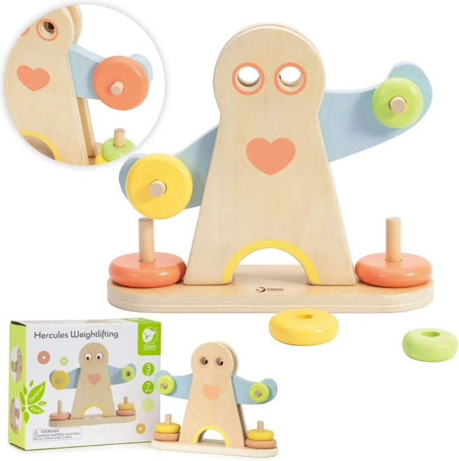 Drvena balansna vaga CLASSIC WORLD HERCULES, montessori, 7 dijelova