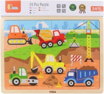 drvene puzzle građevinski strojevi 24 dijelova VIGA