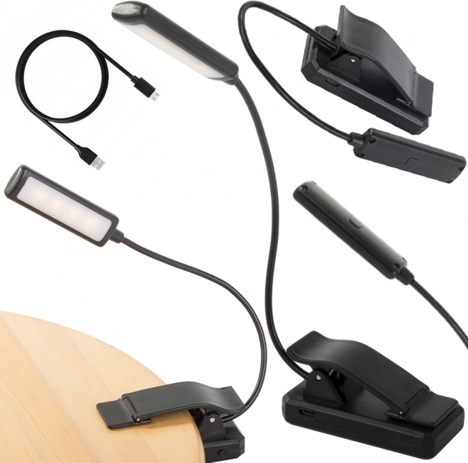 Klipna LED lampica za čitanje s USB-om, 9 LED, podesiva svjetlina