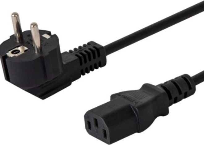 Schuko napojni kabel - IEC C13, kutni, 3m